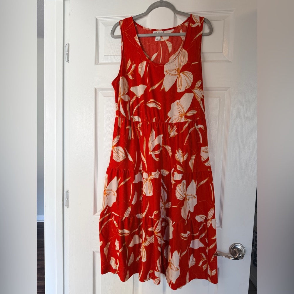 Ava & Viv Red and White Floral Dress